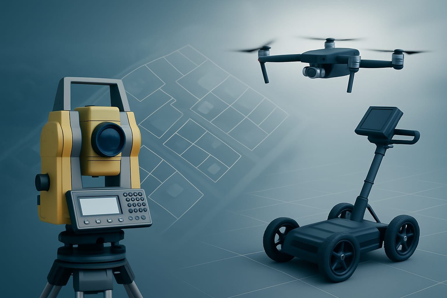 Instrumentar topografic: stație totală, dronă și scaner GPR